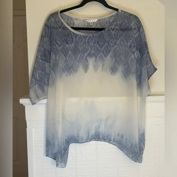 Cabi Style 781 Gauzy Chiffon Blue Fade Out Oversized Blouse size Small - Picture 3 of 8